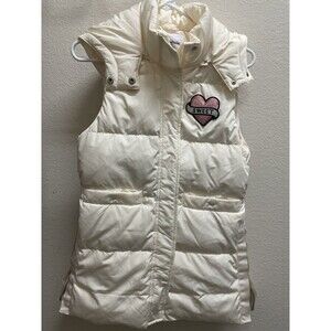 Duck Down Vest Girls With Hoodie Ivory XL 14/16